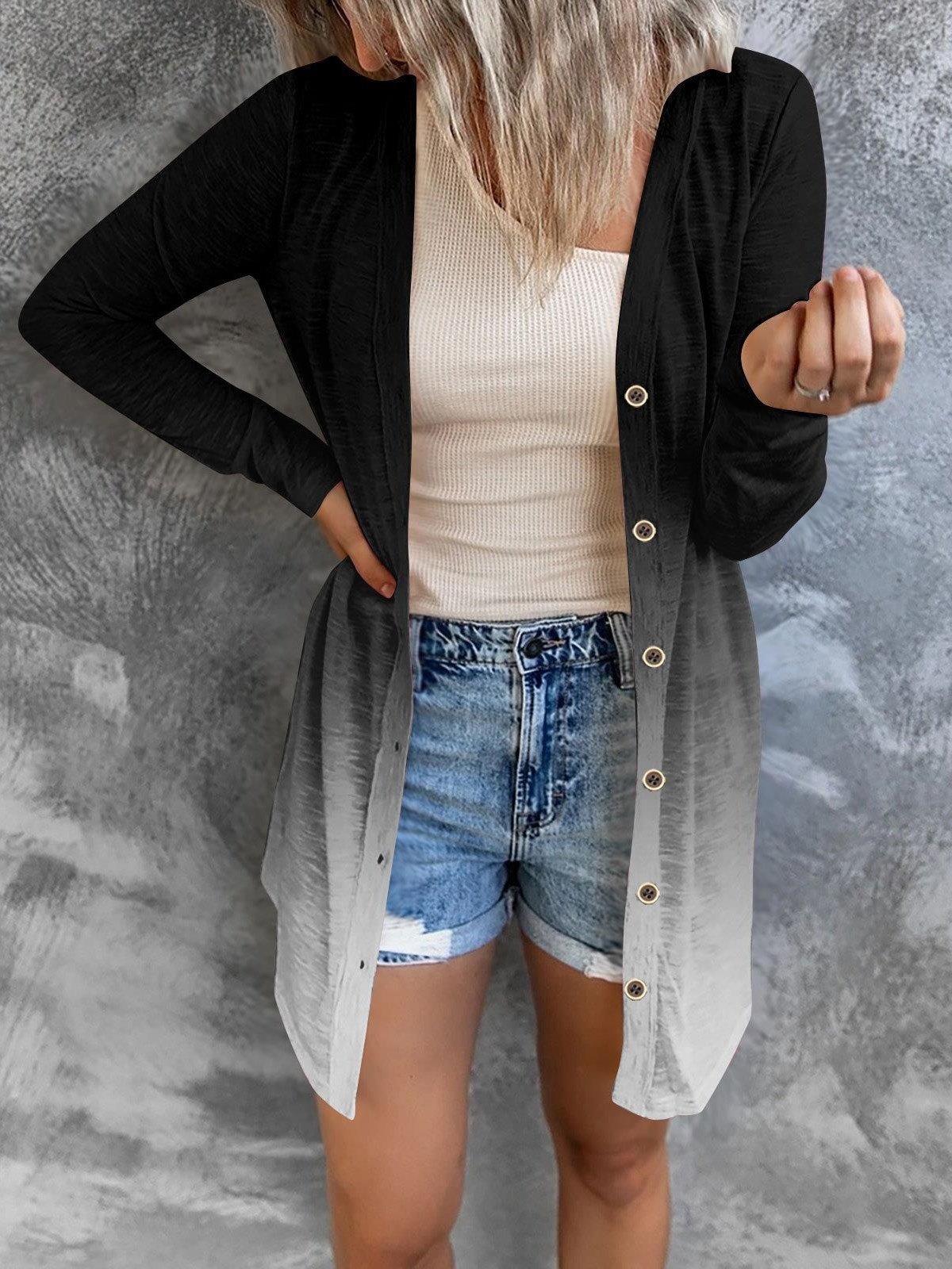 Damen Frühling/Herbst Oberbekleidung Sexy Print Geometrisch Dreiviertelärmel Schalkragen Jacke