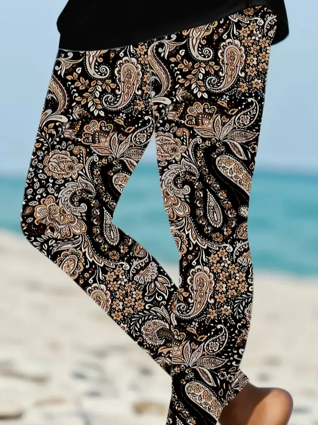 Lässig Geblümt Print Lang Leggings