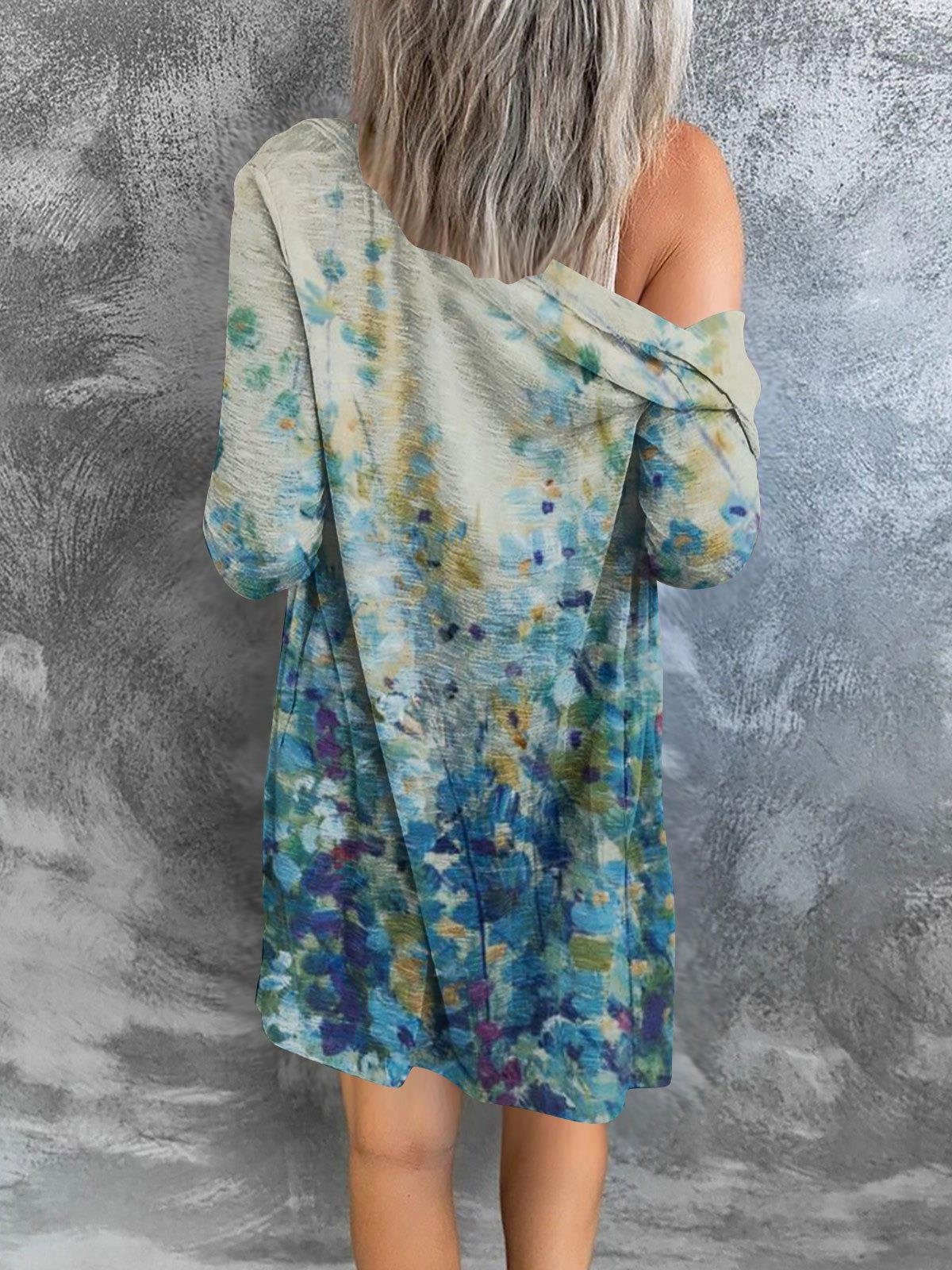 Damen Frühling/Herbst Oberbekleidung Sexy Print Geometrisch Dreiviertelärmel Schalkragen Jacke