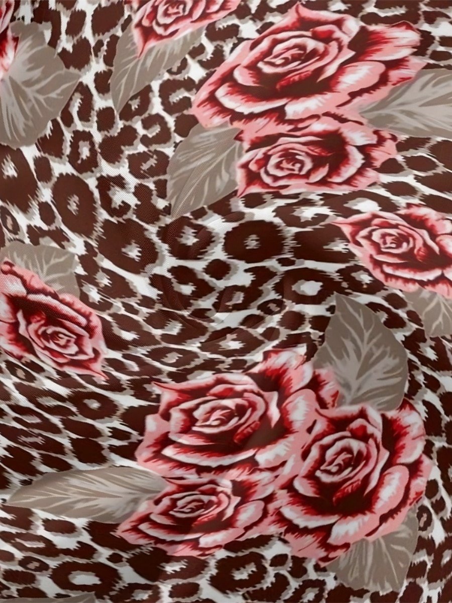 Damen Geblümt Puffärmel Frühling/Herbst Kleid V-Ausschnitt Langarm A-Linien-Kleid