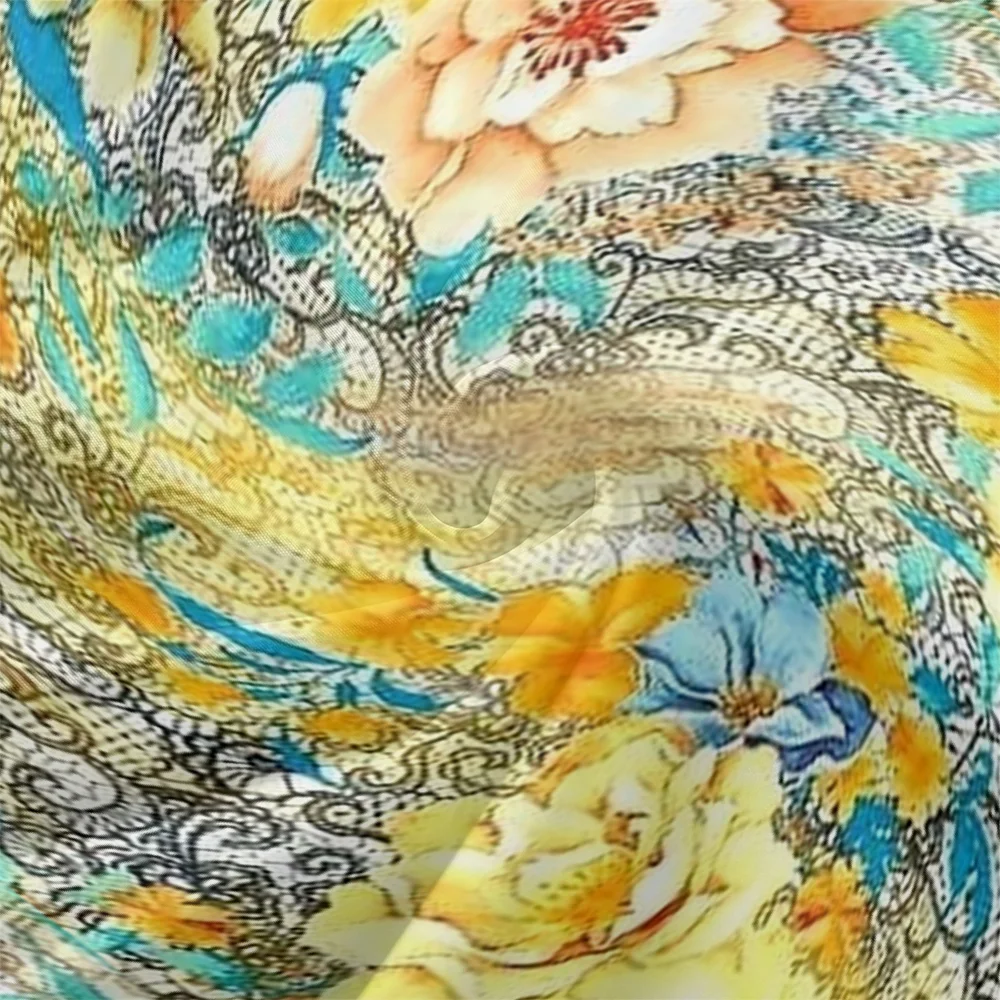 Damen Geblümt Puffärmel Frühling/Herbst Kleid V-Ausschnitt Langarm A-Linien-Kleid