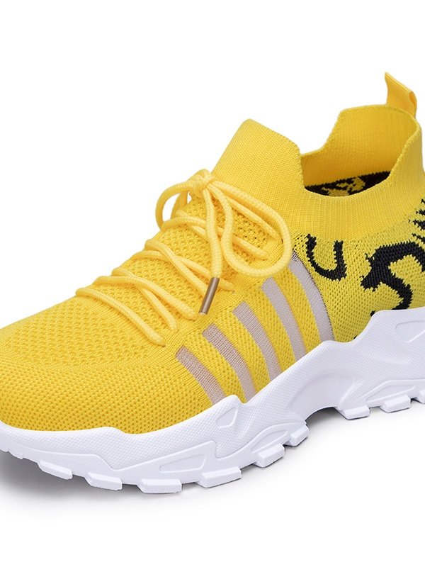 Lässig Zebra Schnürung Niedrig Fliegen Sie gewebte Schuhe Nahtverarbeitung