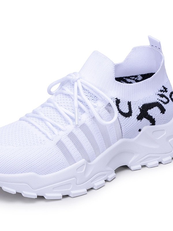 Lässig Zebra Schnürung Niedrig Fliegen Sie gewebte Schuhe Nahtverarbeitung