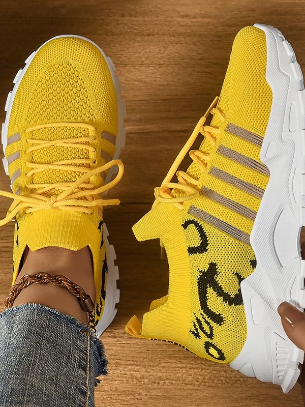 Lässig Zebra Schnürung Niedrig Fliegen Sie gewebte Schuhe Nahtverarbeitung