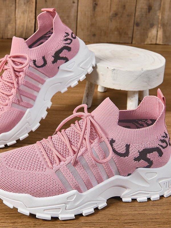 Lässig Zebra Schnürung Niedrig Fliegen Sie gewebte Schuhe Nahtverarbeitung
