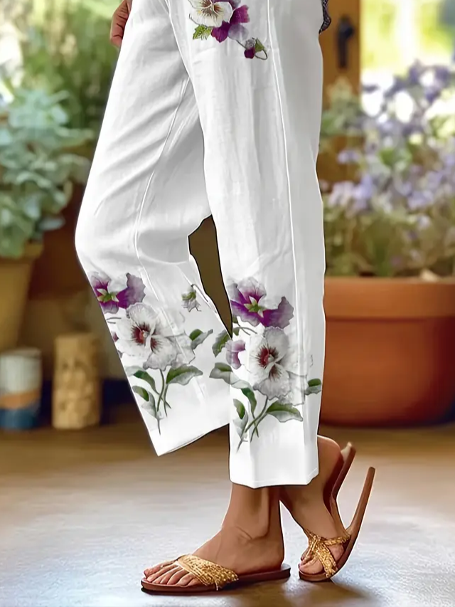 Damen Geblümt Lang Hose Lässig Frühling/Herbst Hose