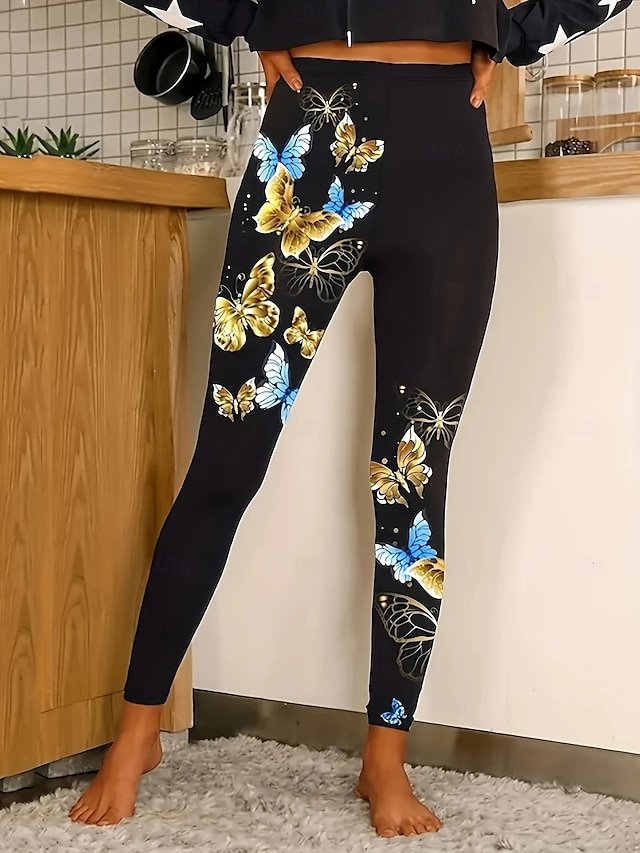 Lässig Schmetterling Lang Leggings
