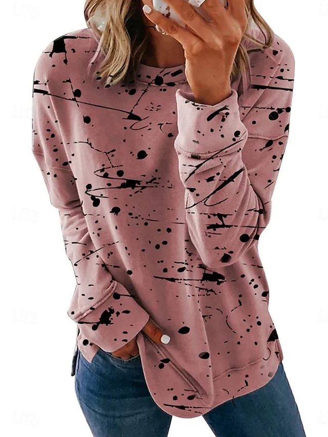 Lässig Rundhals Abstrakt Grafik Sweatshirt