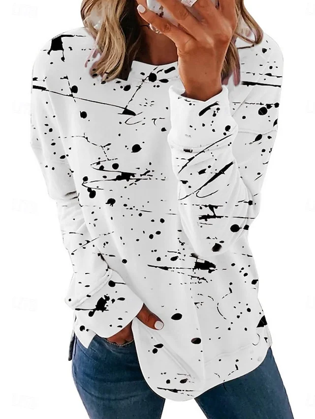 Lässig Rundhals Abstrakt Grafik Sweatshirt