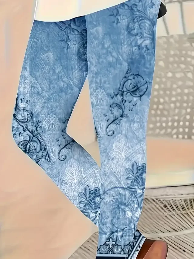 Damen Geblümt Lässig Alle Jahreszeiten Print Lang Leggings