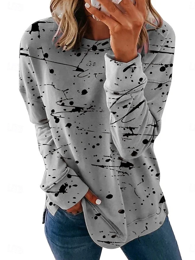 Lässig Rundhals Abstrakt Grafik Sweatshirt