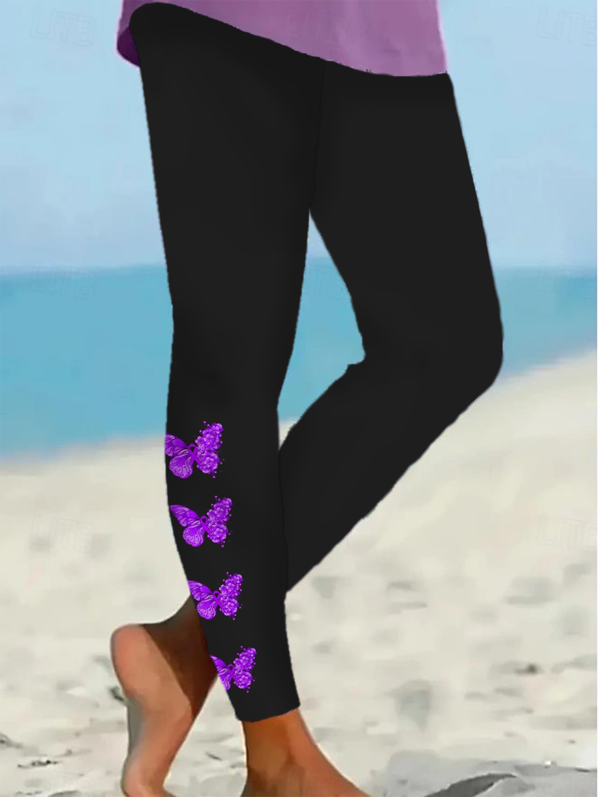 Damen Schmetterling Lässig Alle Jahreszeiten Print Lang Leggings