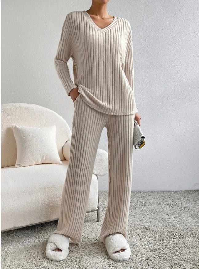 Damen Unifarben Geprägt Zweiteiliges Set Täglich Langarm Lässig Frühling/Herbst Bluse mit Hose Matching Set
