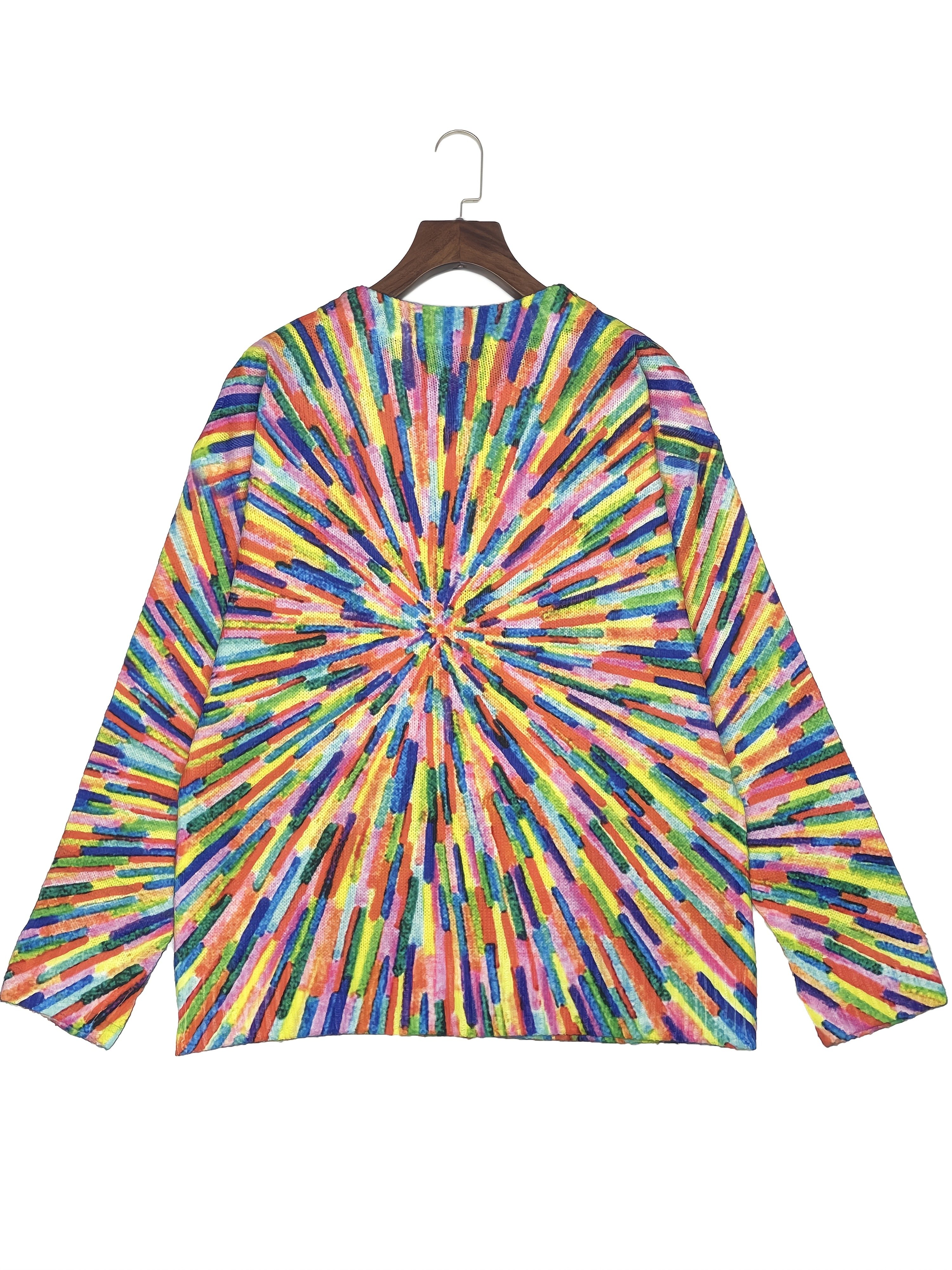 Damen Gestrickt Geometrisch Langarm Bequem Retro Strickjacke