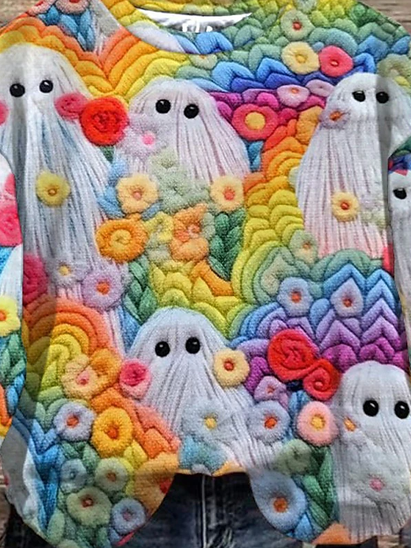 Lässig Rundhals Halloween Sweatshirt