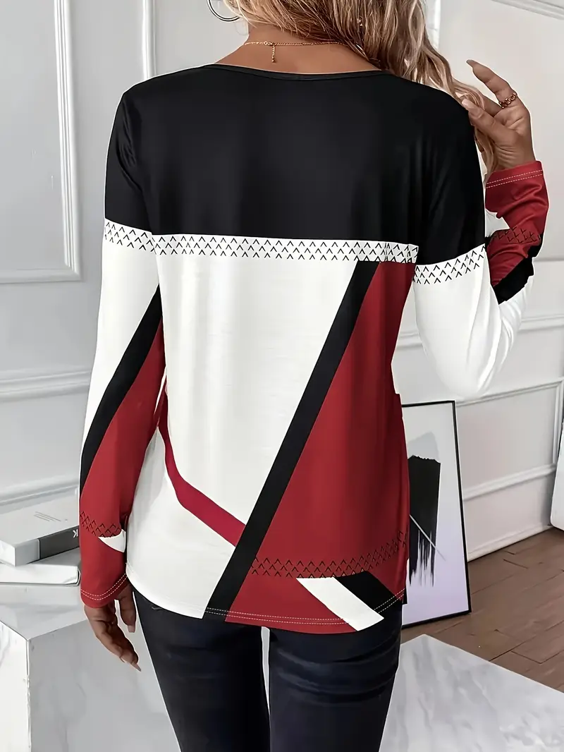 Lässig Abstrakt Rundhals Langarm T-Shirt