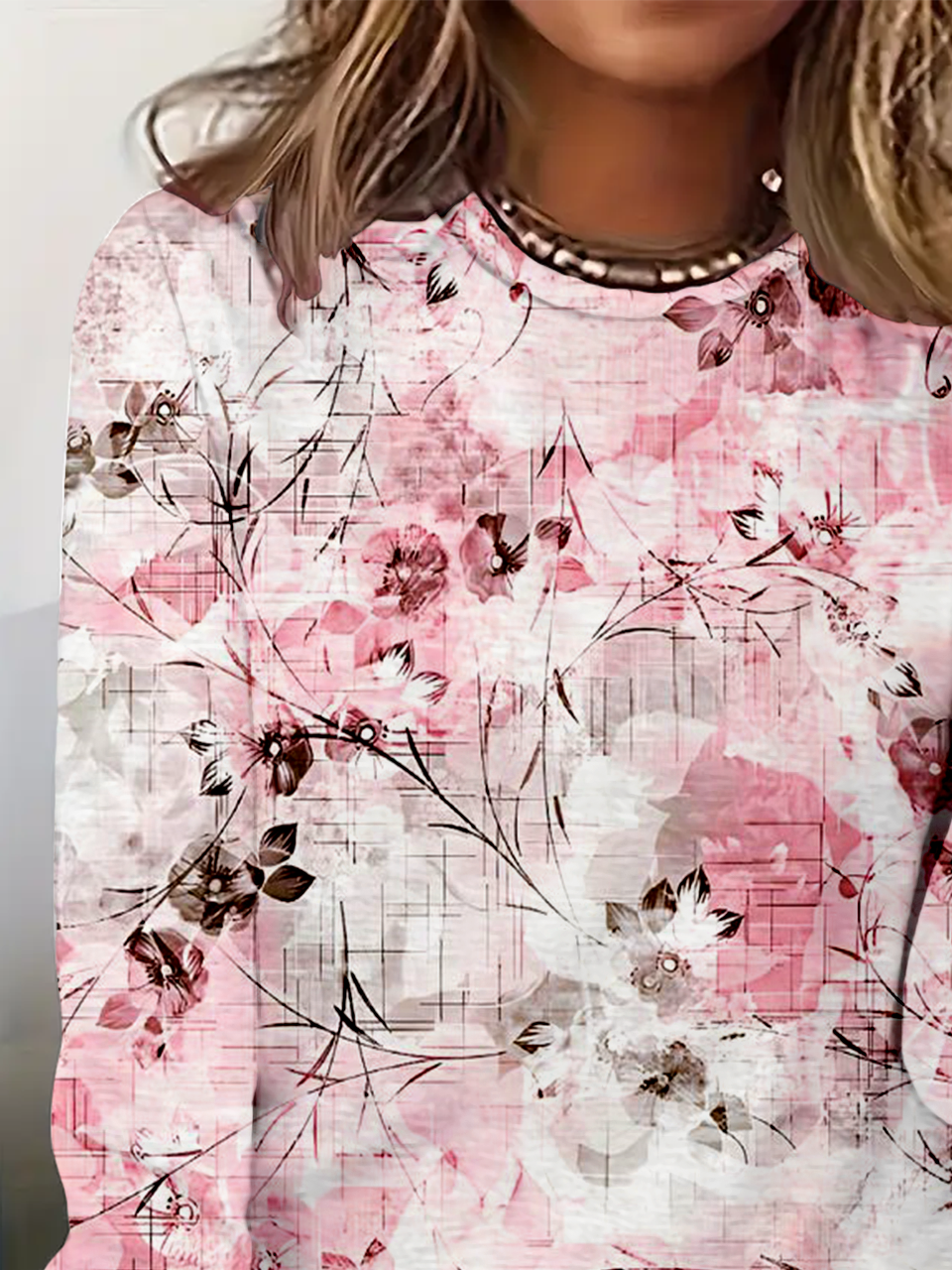 Lässig Farbverlauf Rundhals Langarm T-Shirt