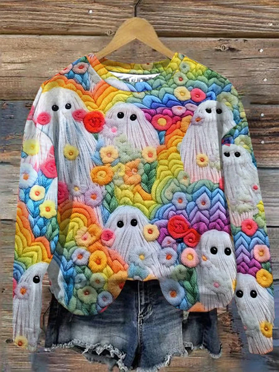 Lässig Rundhals Halloween Sweatshirt