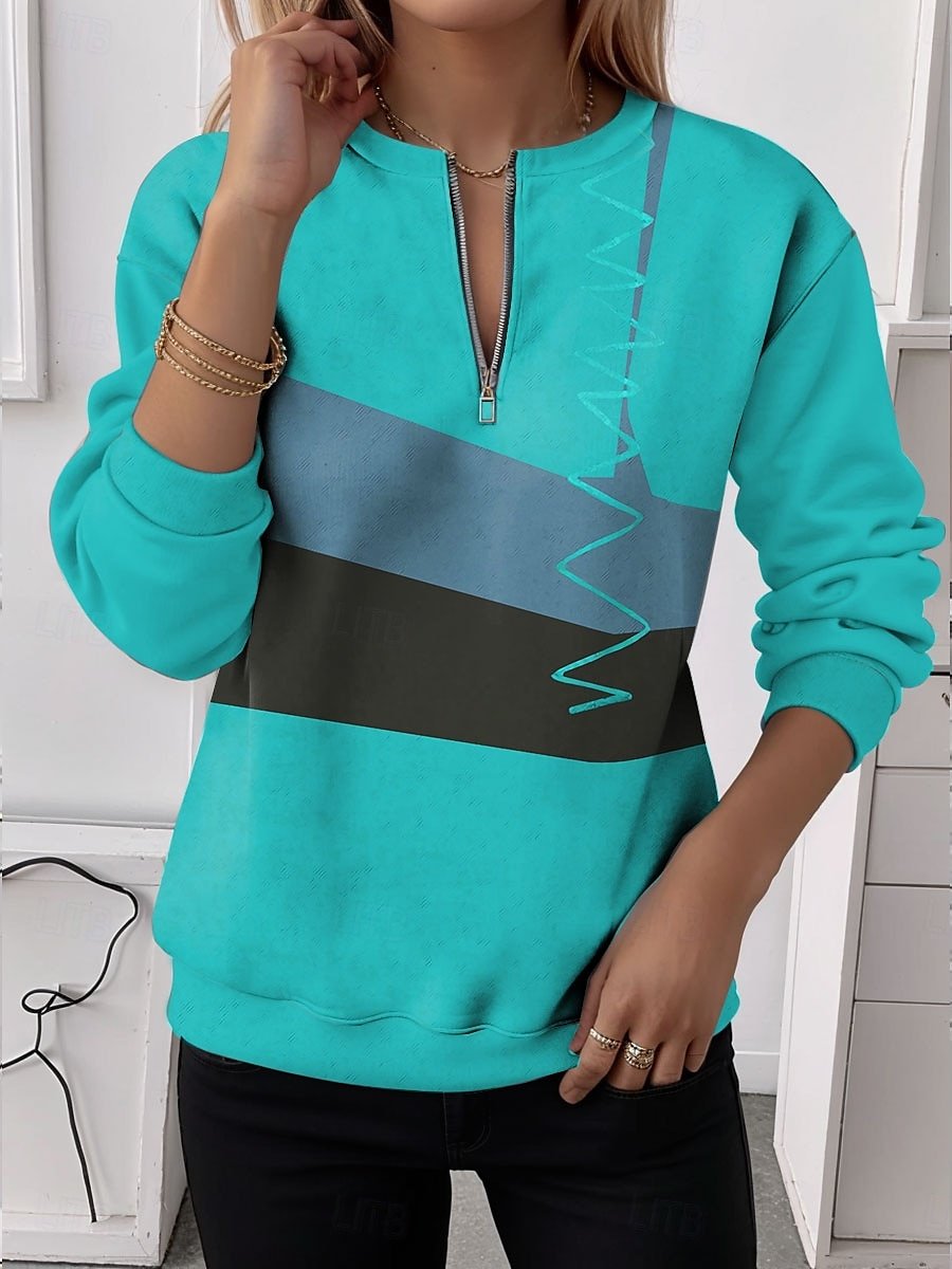 Lässig Rundhals Geometrisch Sweatshirt