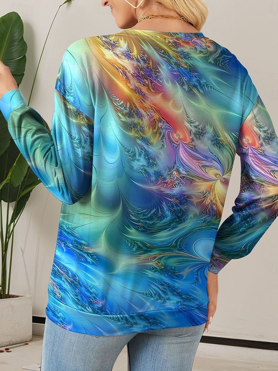 Lässig Rundhals Farbverlauf Sweatshirt