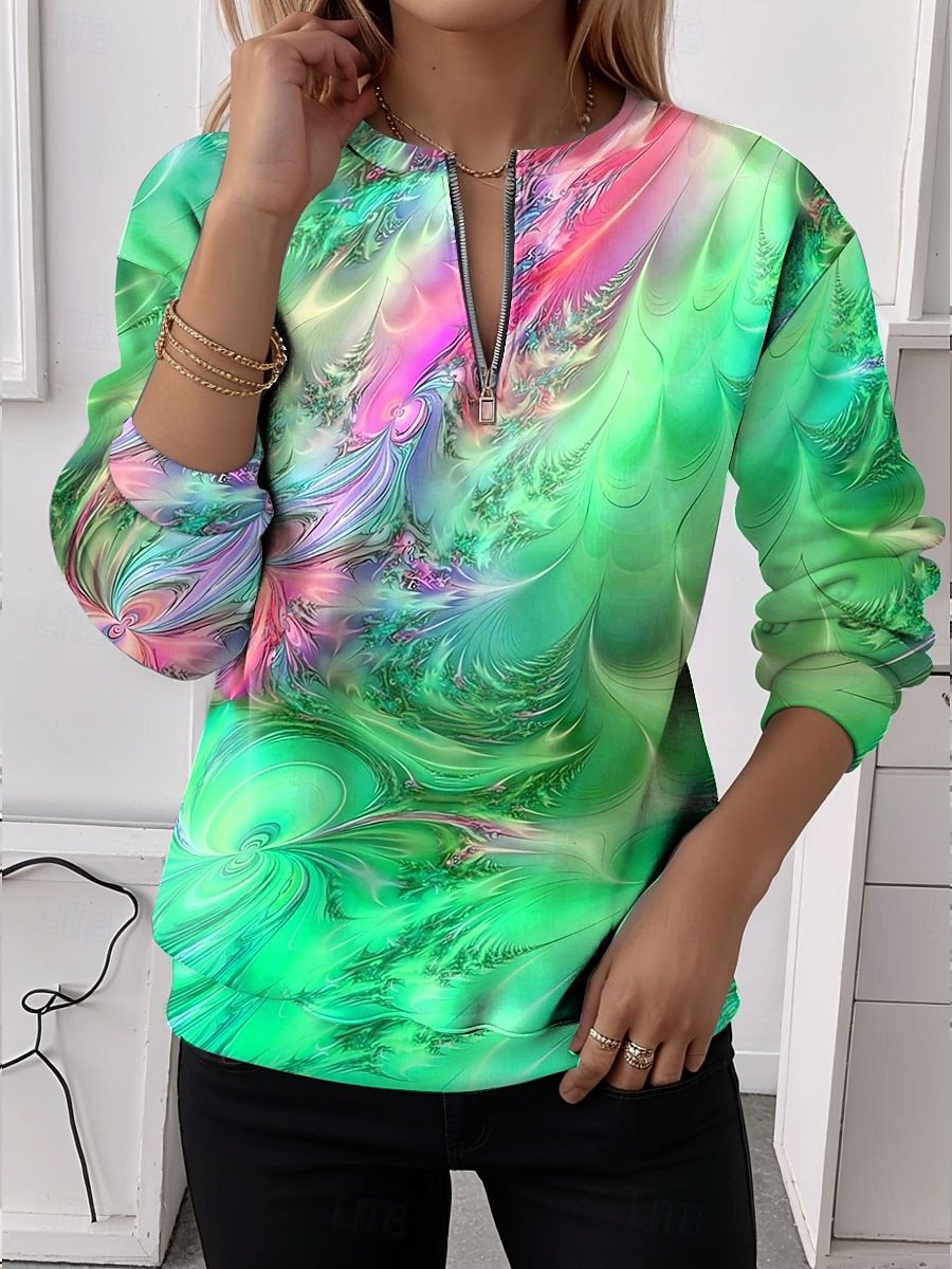 Lässig Rundhals Farbverlauf Sweatshirt