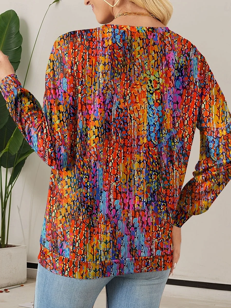 Lässig Rundhals Geometrisch Sweatshirt