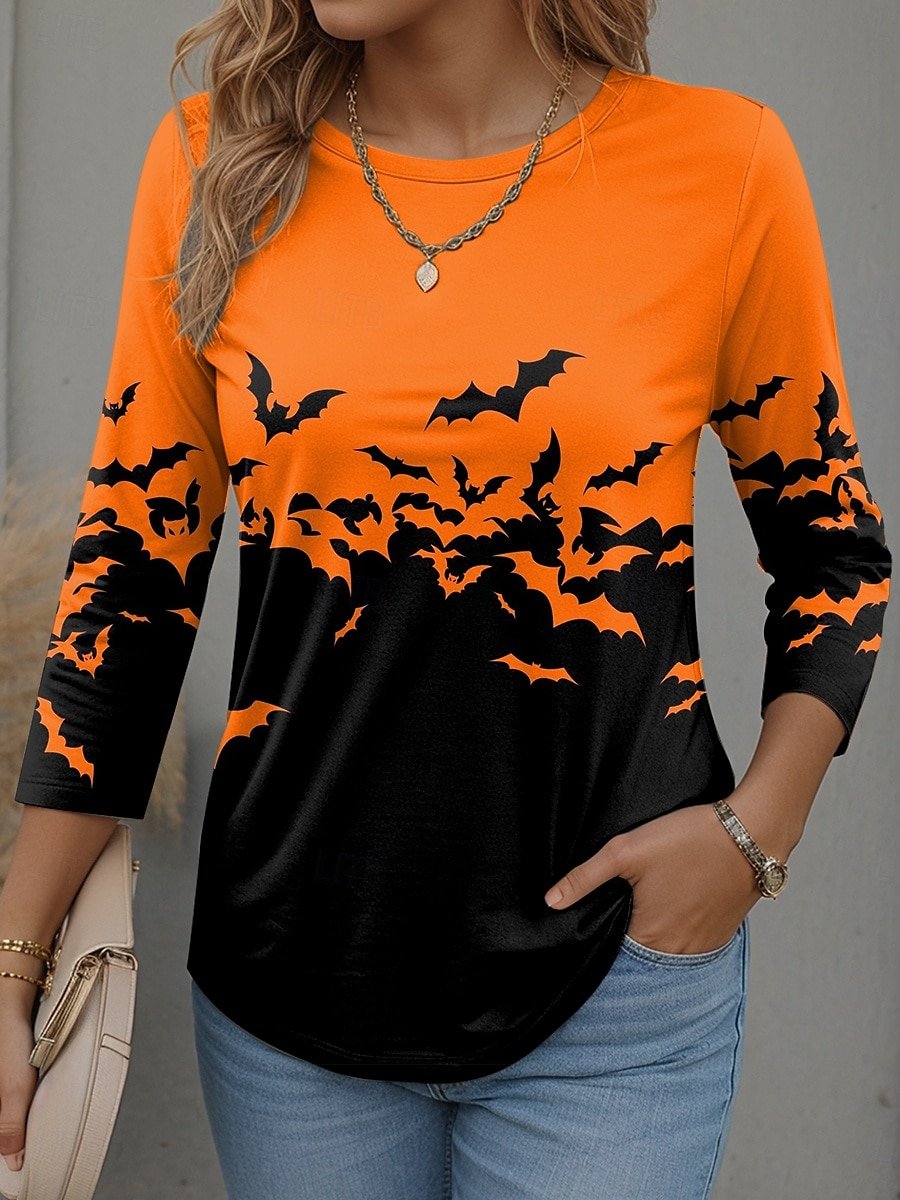 Retro Halloween Rundhals Langarm T-Shirt