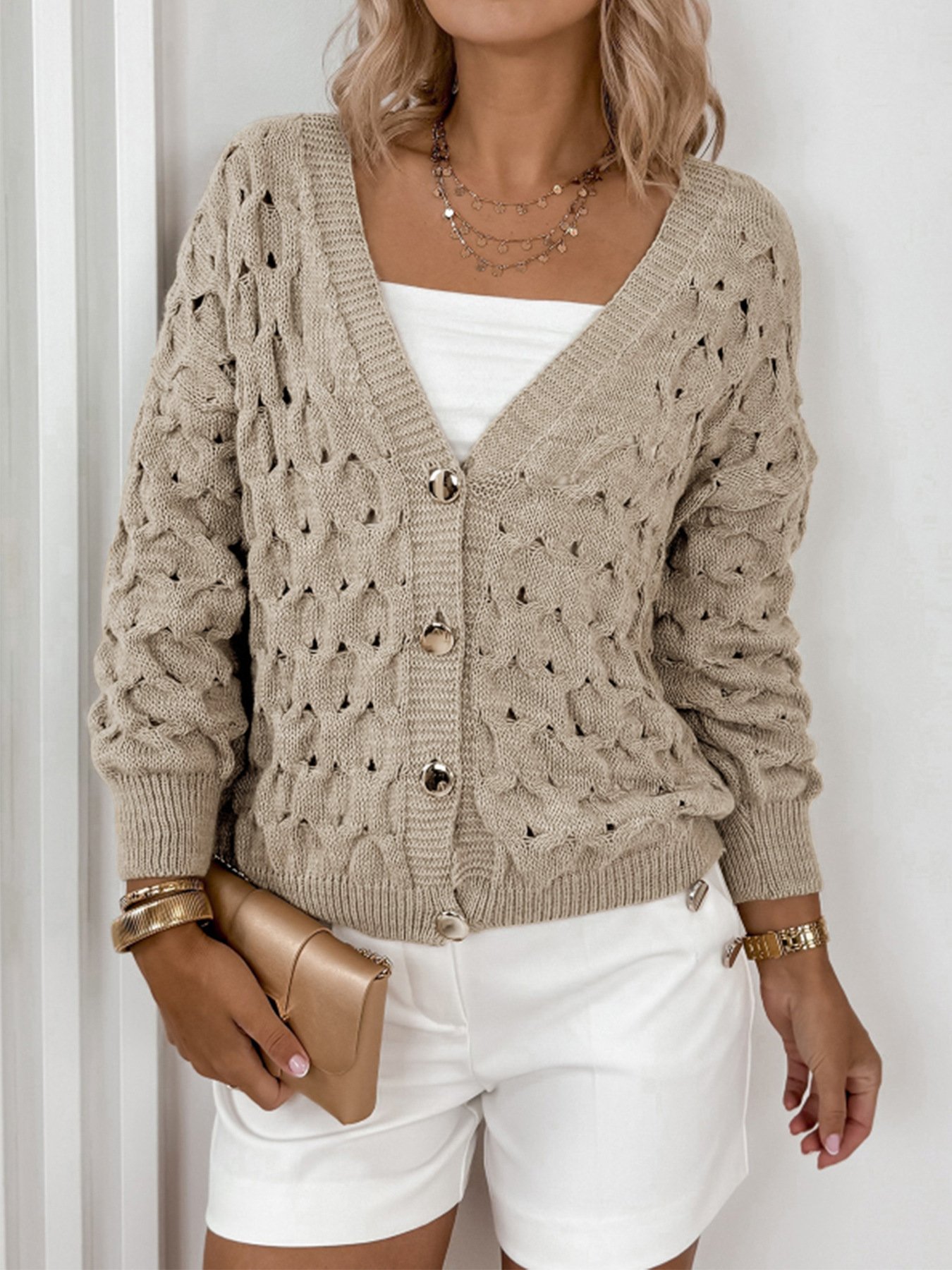 Damen Baumwolle Unifarben Langarm Bequem Lässig Pullover