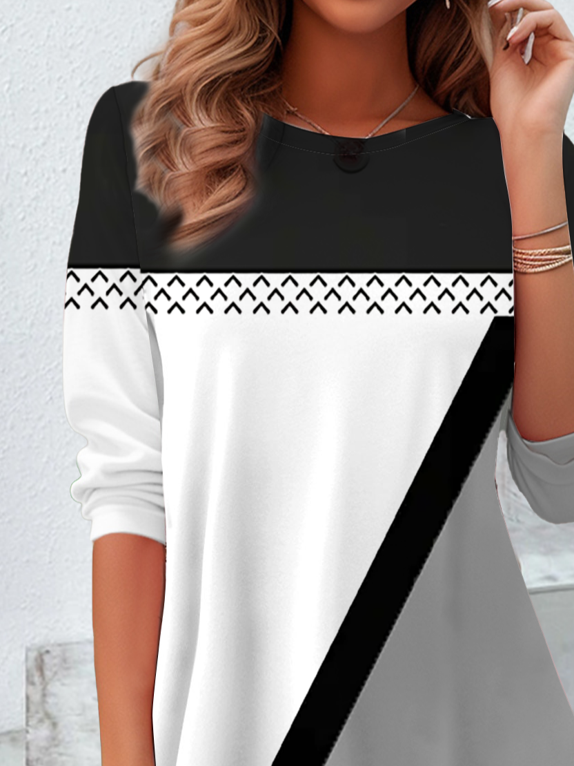 Lässig Abstrakt Rundhals Langarm T-Shirt