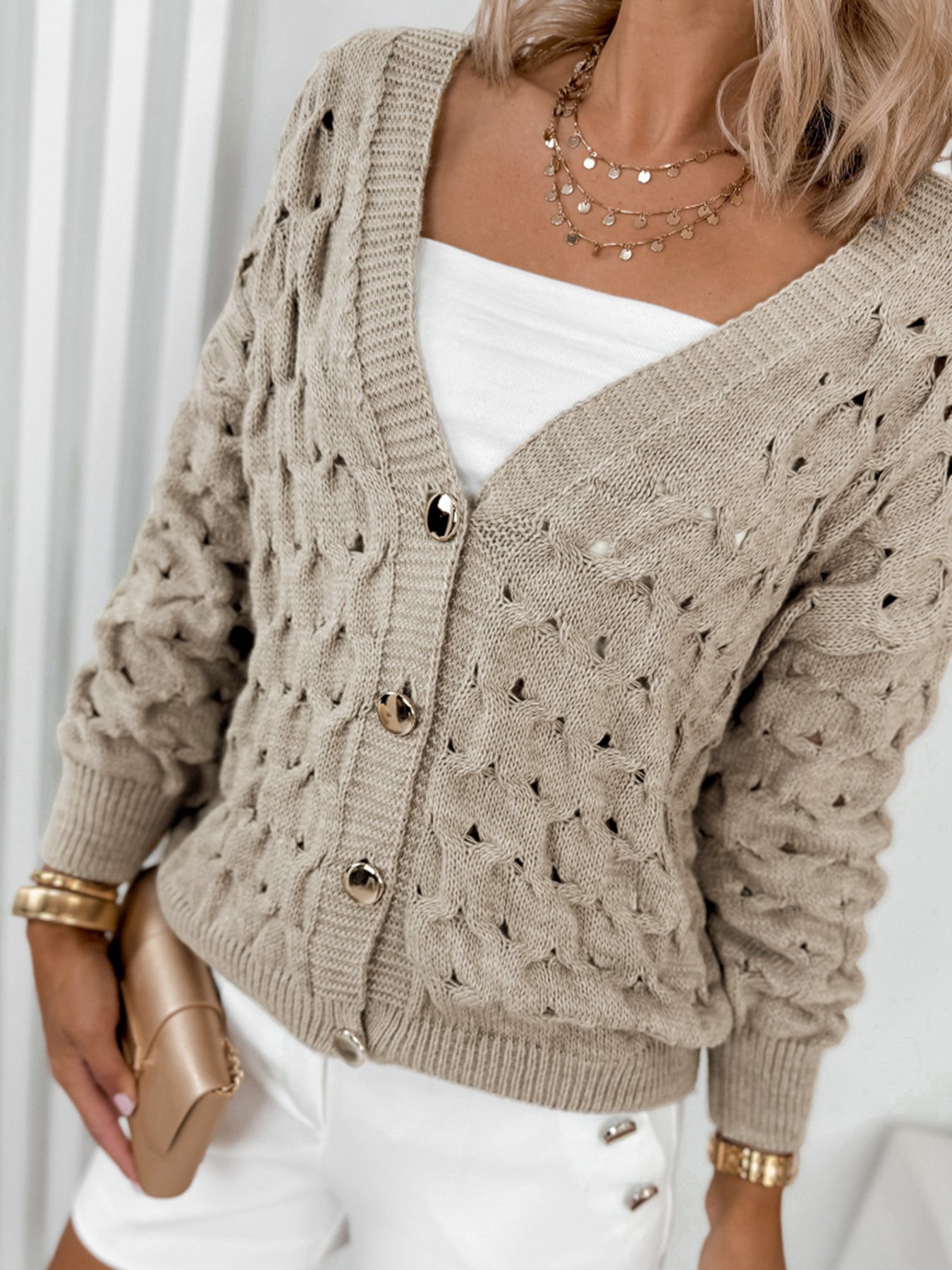 Damen Baumwolle Unifarben Langarm Bequem Lässig Pullover