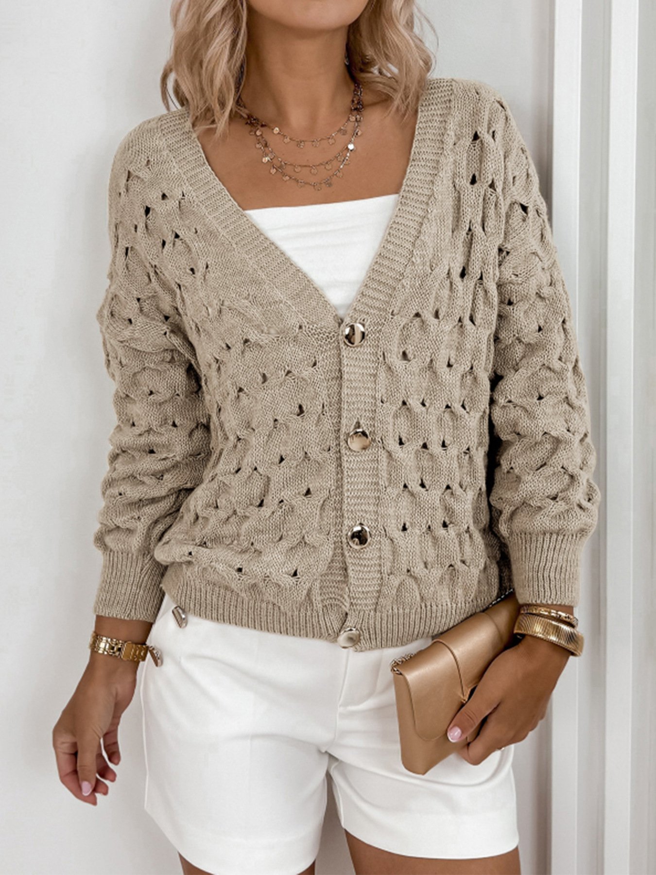 Damen Baumwolle Unifarben Langarm Bequem Lässig Pullover