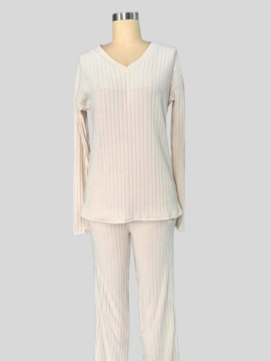 Damen Unifarben Geprägt Zweiteiliges Set Täglich Langarm Lässig Frühling/Herbst Bluse mit Hose Matching Set