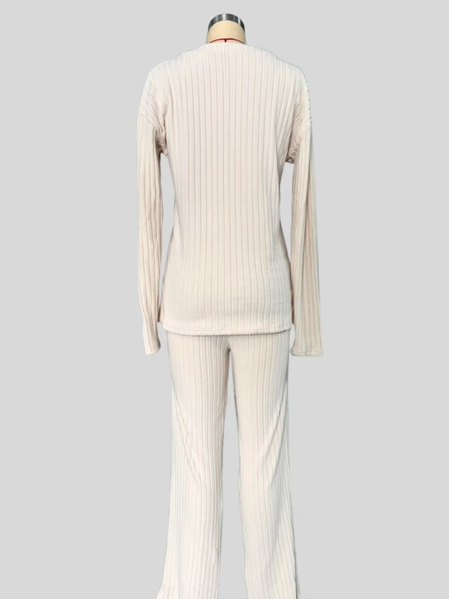 Damen Unifarben Geprägt Zweiteiliges Set Täglich Langarm Lässig Frühling/Herbst Bluse mit Hose Matching Set