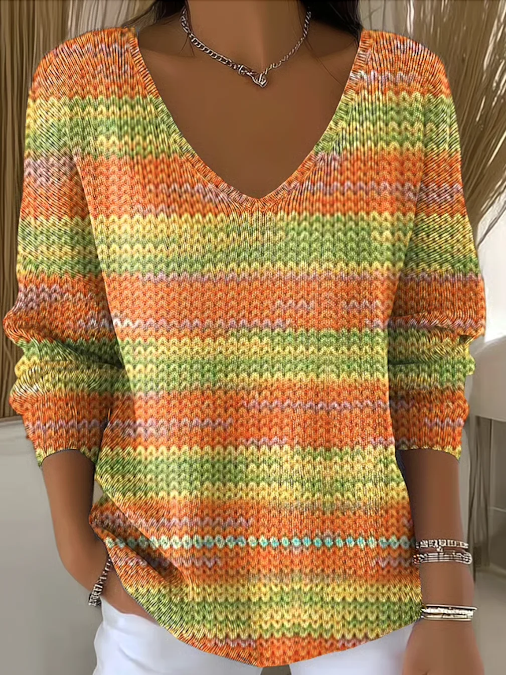 Damen Baumwolle Geblümt Langarm Bequem Lässig Pullover