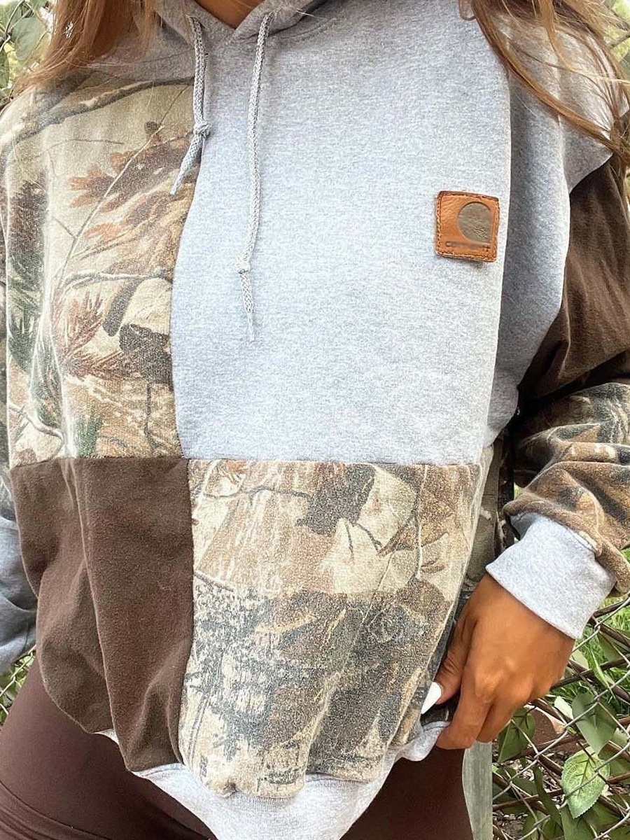 Retro Kapuze Geometrisch Sweatshirt Print