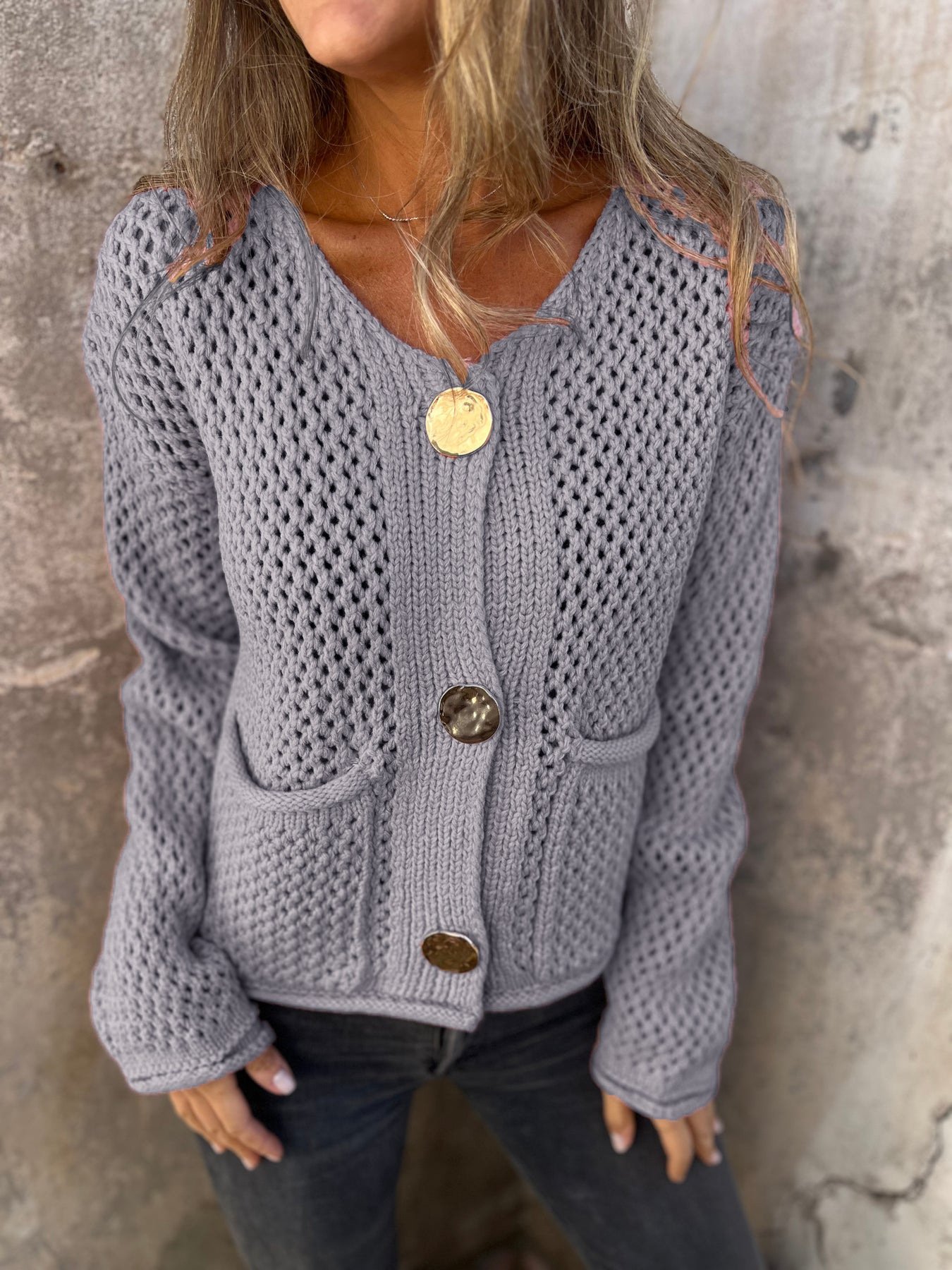 Damen Baumwolle Unifarben Langarm Bequem Lässig Pullover