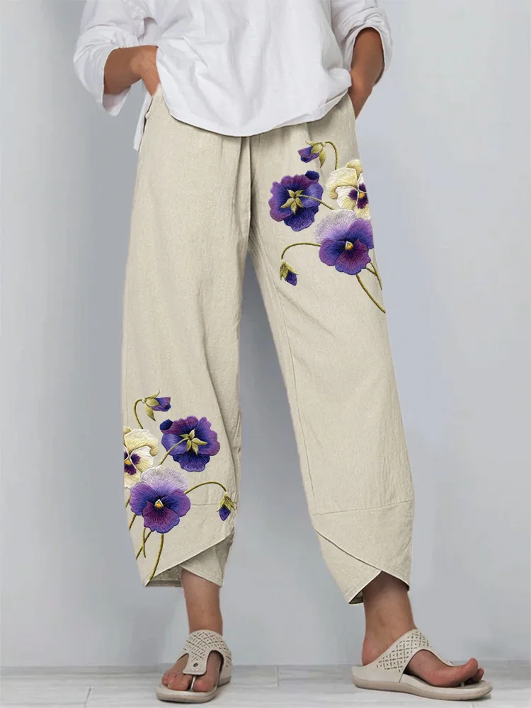 Damen Geblümt Knöchelhose Hose Lässig Frühling/Herbst Hose