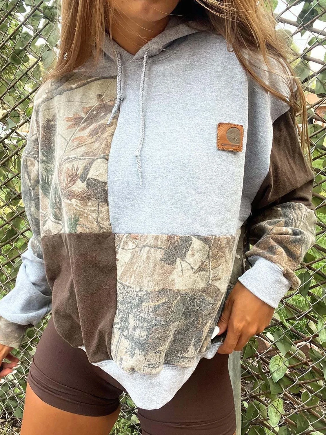 Retro Kapuze Geometrisch Sweatshirt Print