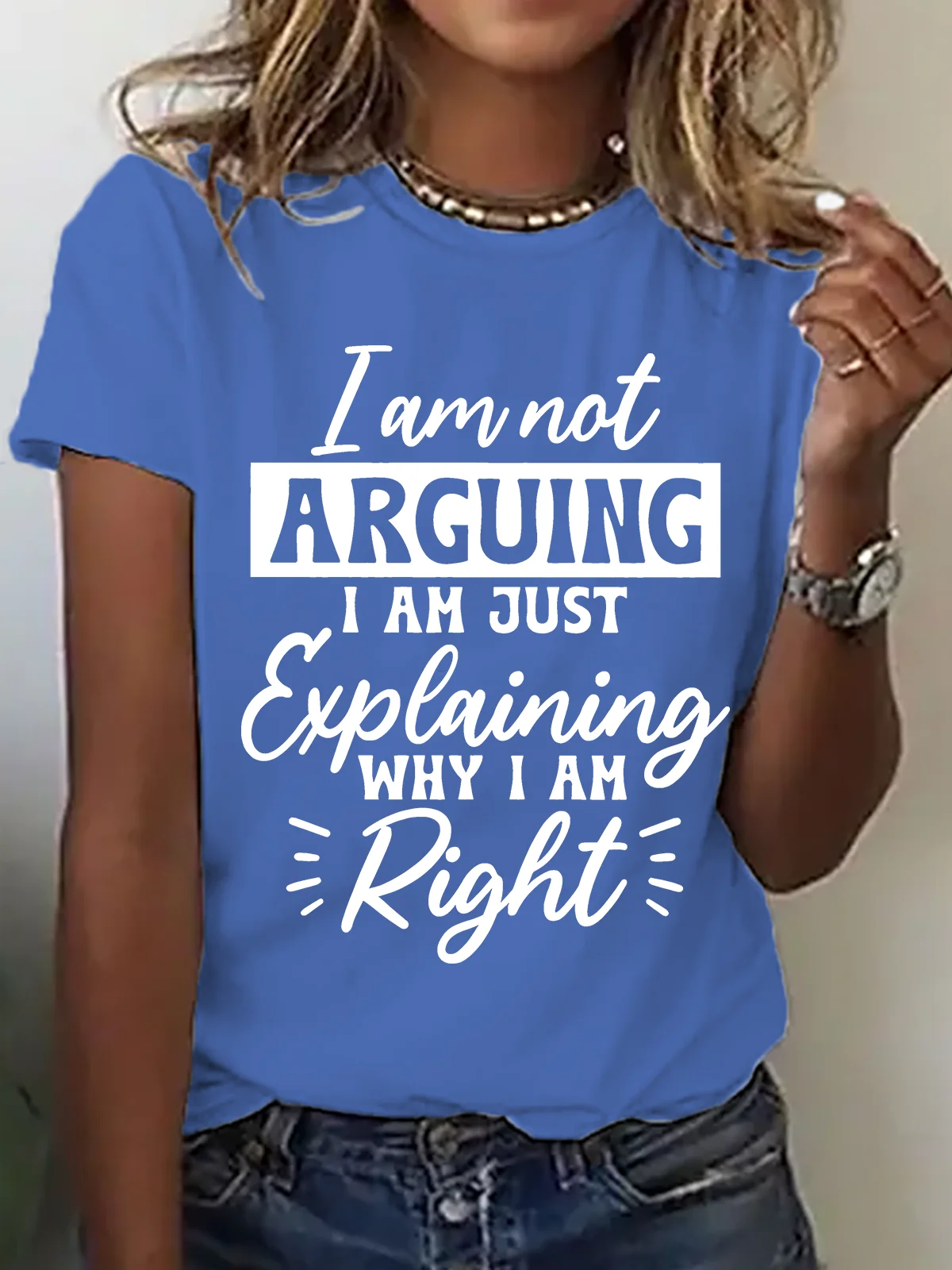 Lässig Textbriefe Rundhals Kurzarm T-Shirt