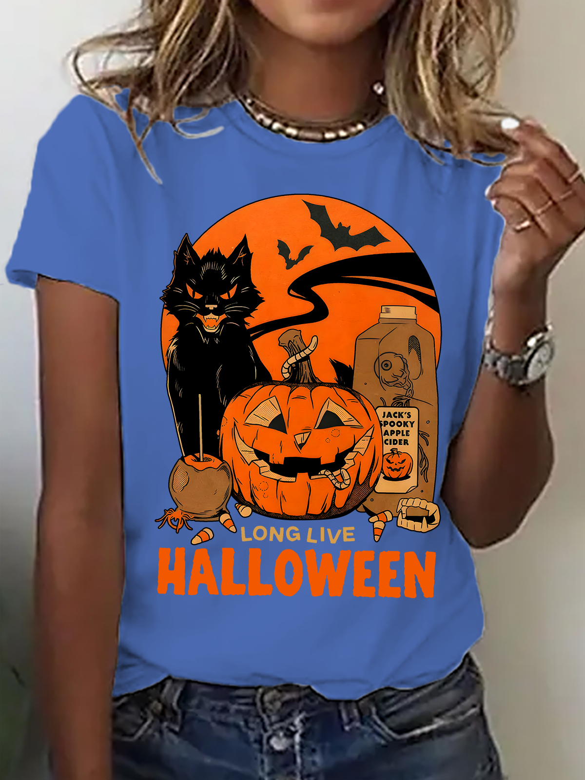 Lässig Halloween Rundhals Kurzarm T-Shirt