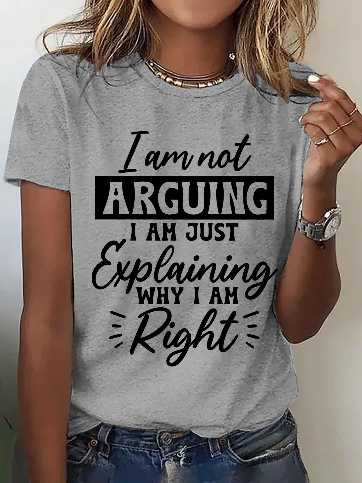 Lässig Textbriefe Rundhals Kurzarm T-Shirt