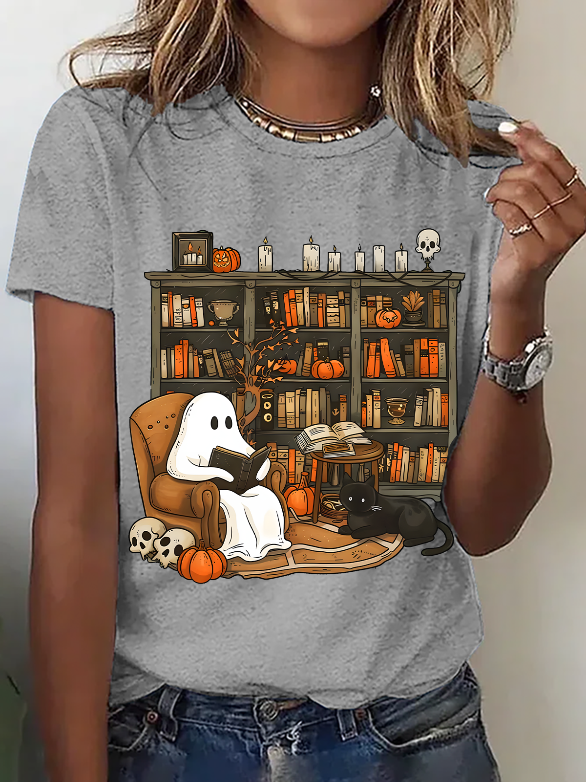 Lässig Halloween Rundhals Kurzarm T-Shirt