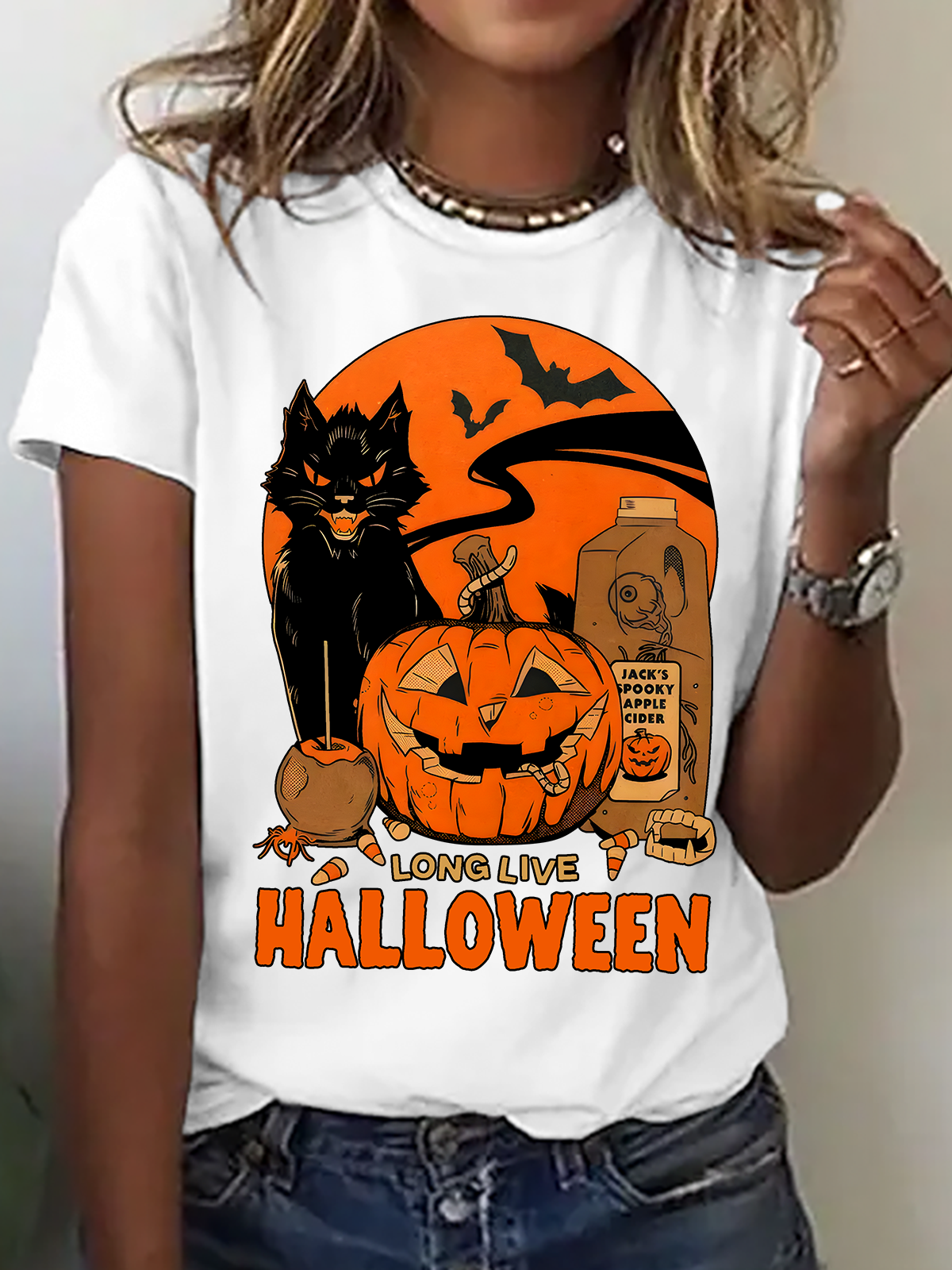Lässig Halloween Rundhals Kurzarm T-Shirt