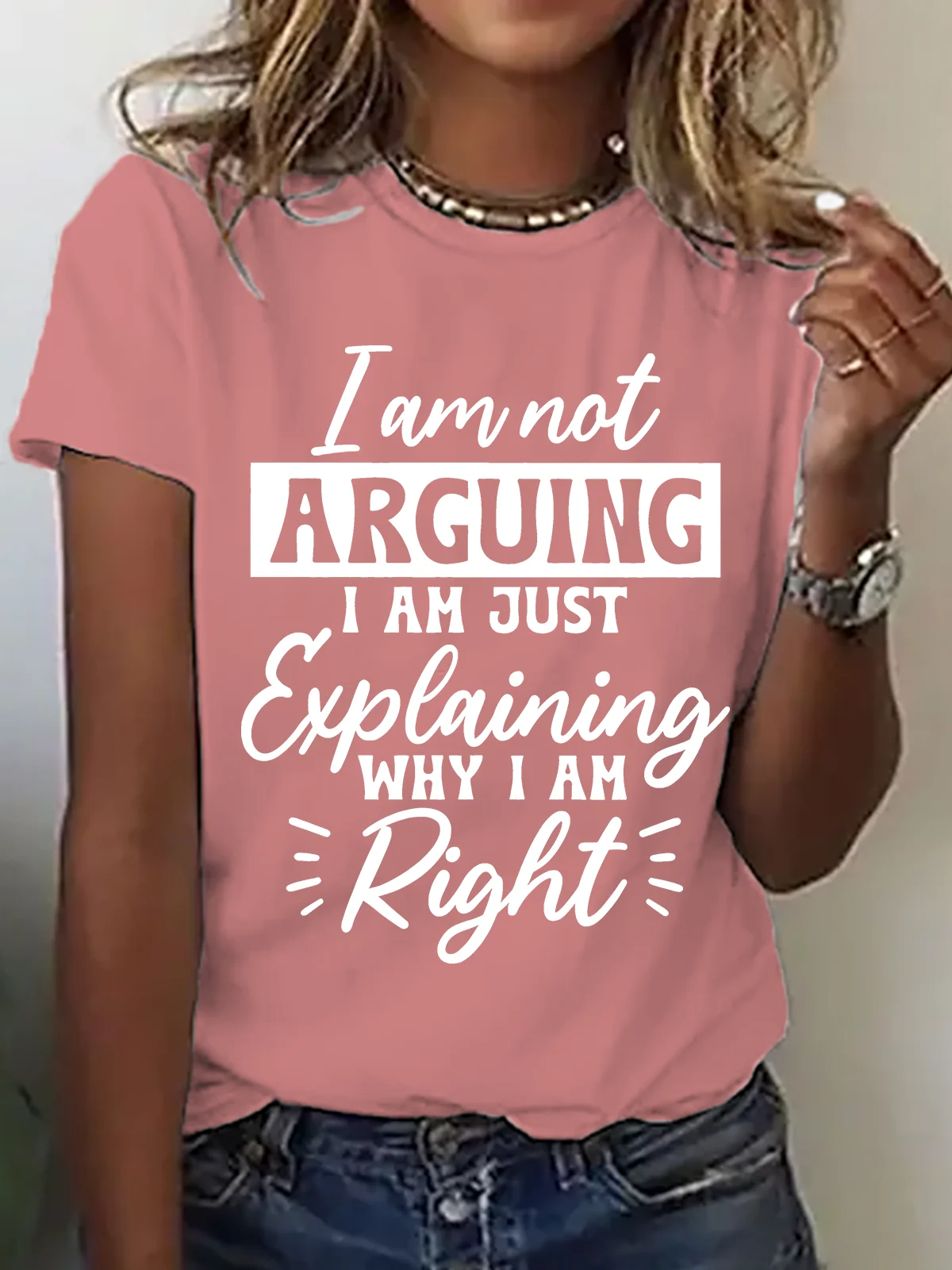 Lässig Textbriefe Rundhals Kurzarm T-Shirt