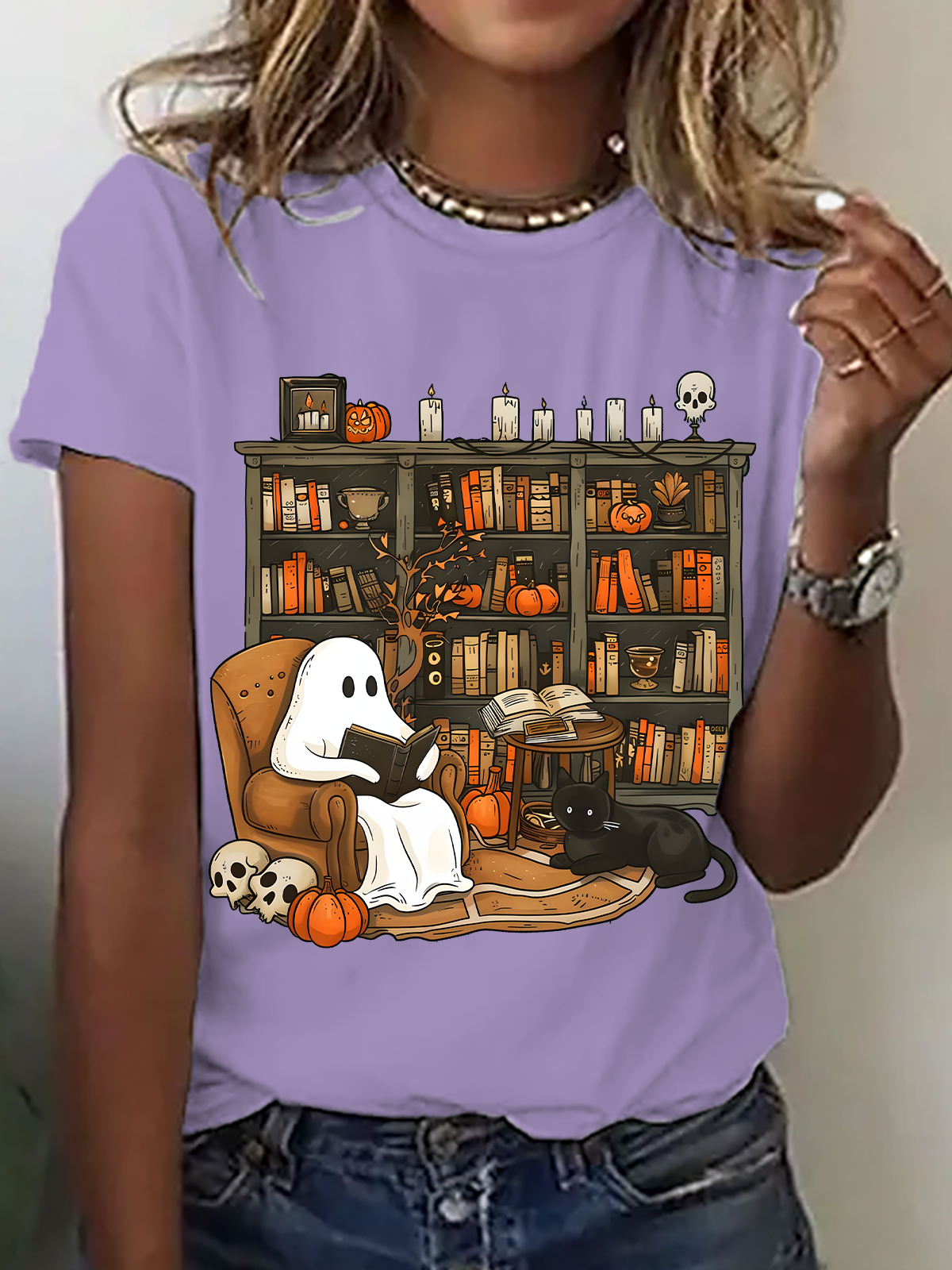 Lässig Halloween Rundhals Kurzarm T-Shirt