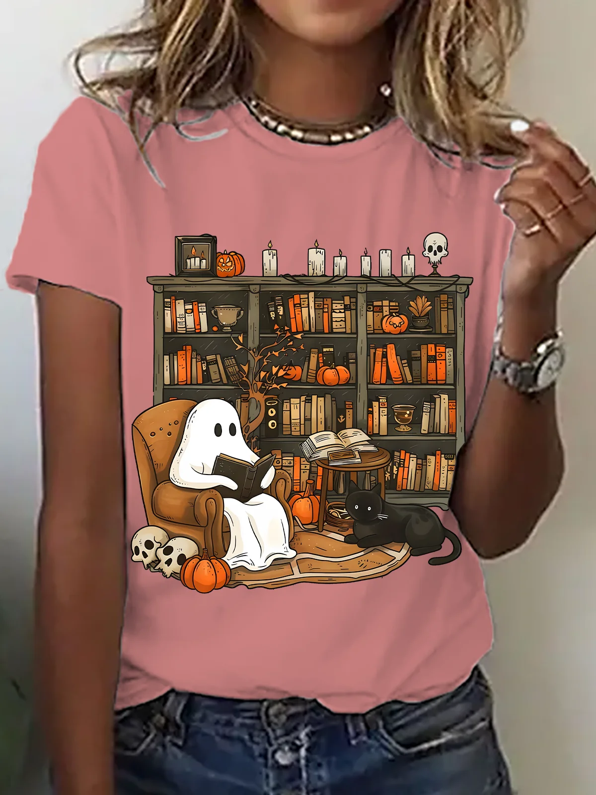 Lässig Halloween Rundhals Kurzarm T-Shirt