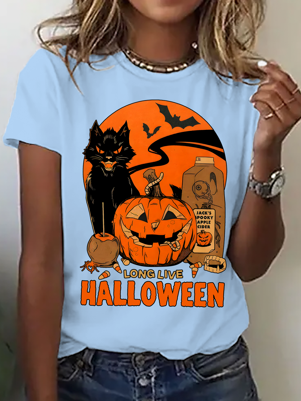 Lässig Halloween Rundhals Kurzarm T-Shirt