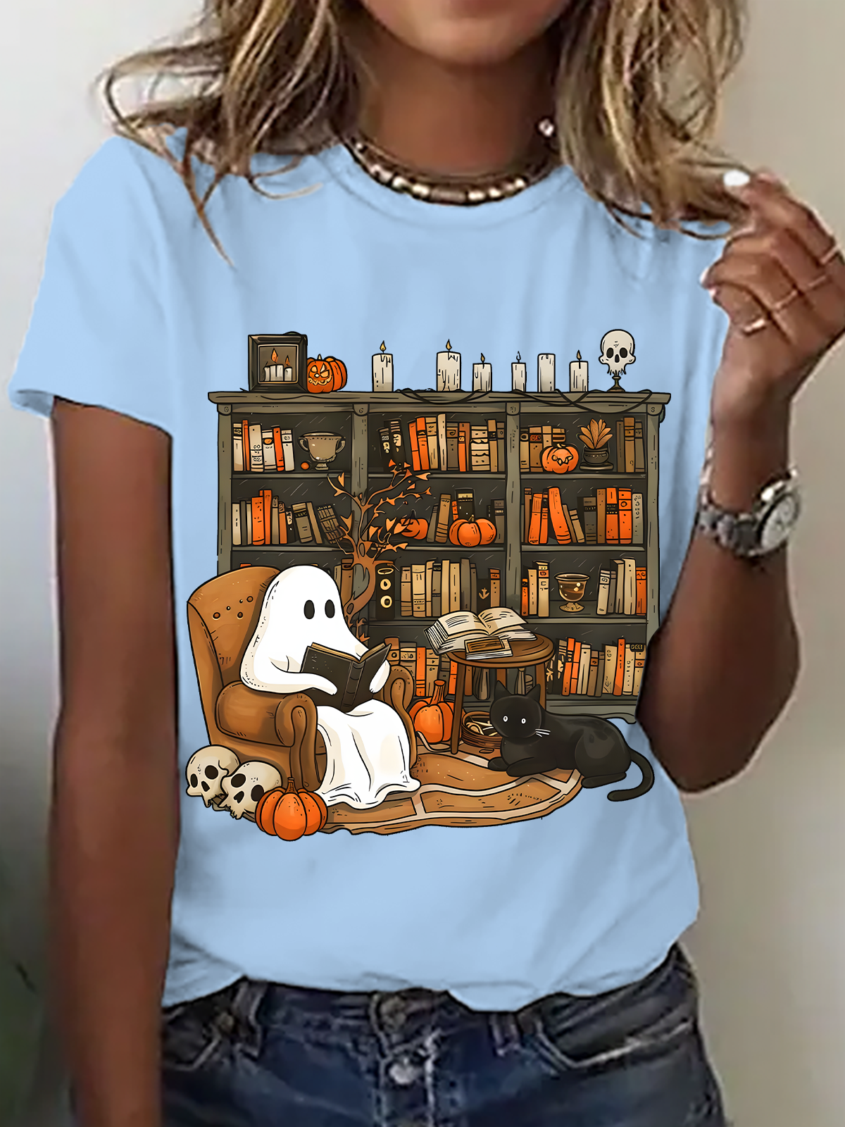 Lässig Halloween Rundhals Kurzarm T-Shirt