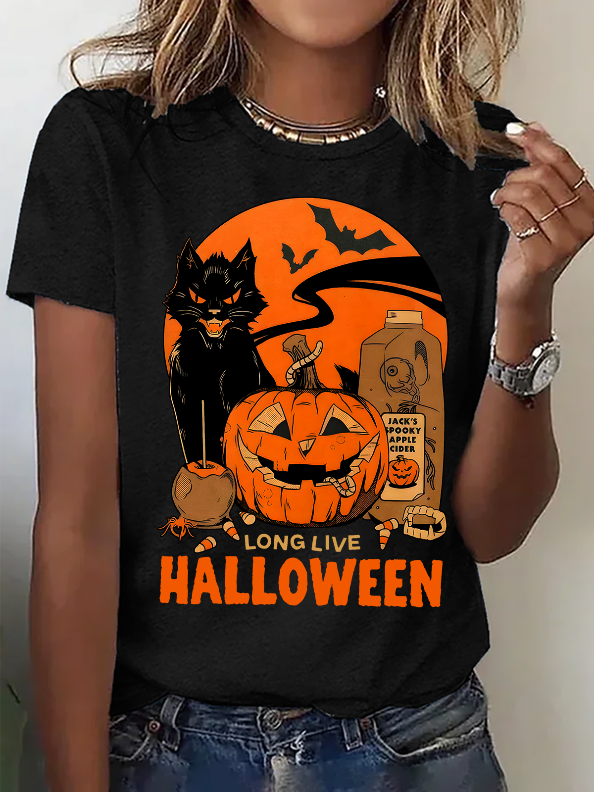 Lässig Halloween Rundhals Kurzarm T-Shirt