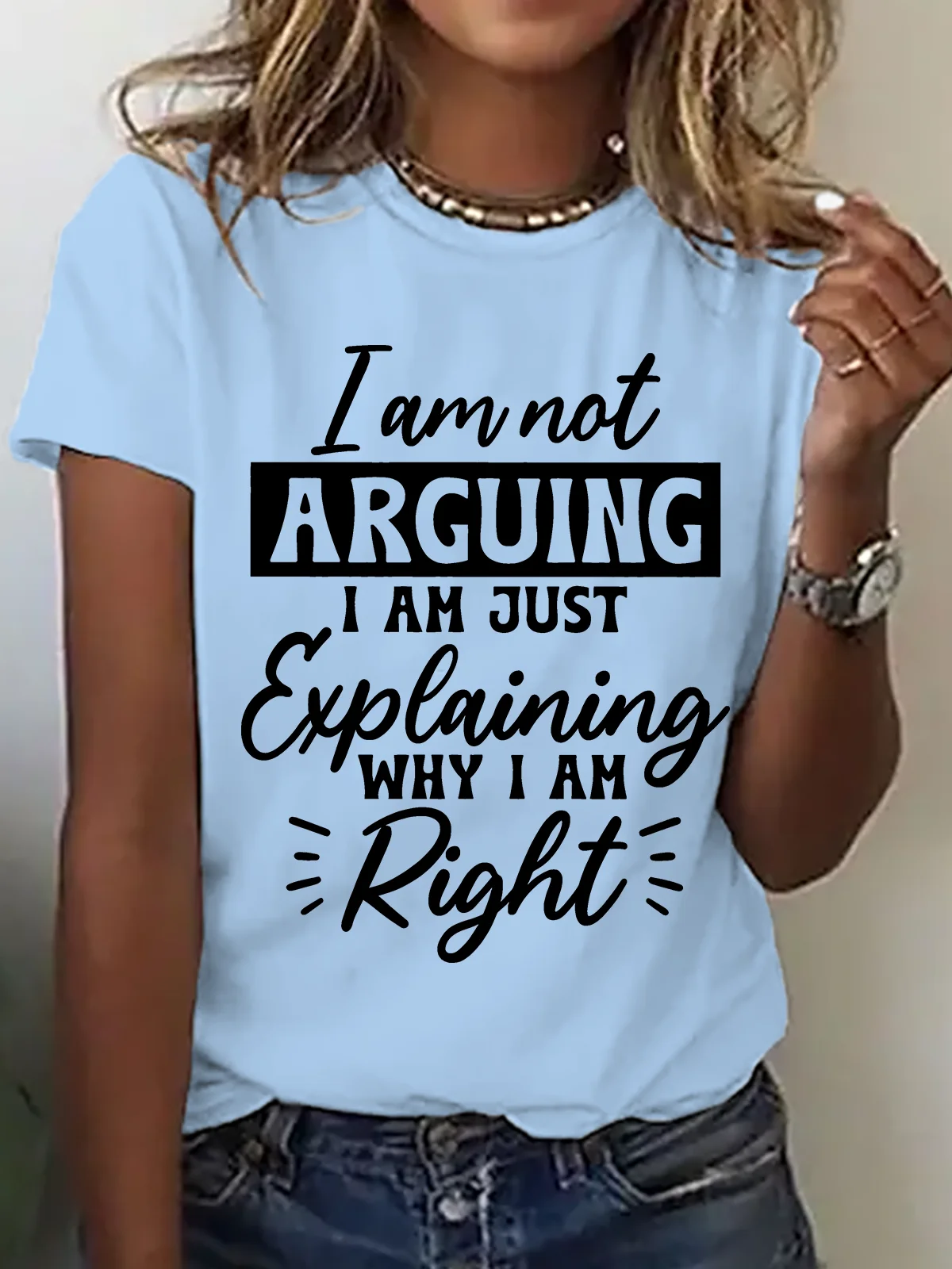 Lässig Textbriefe Rundhals Kurzarm T-Shirt